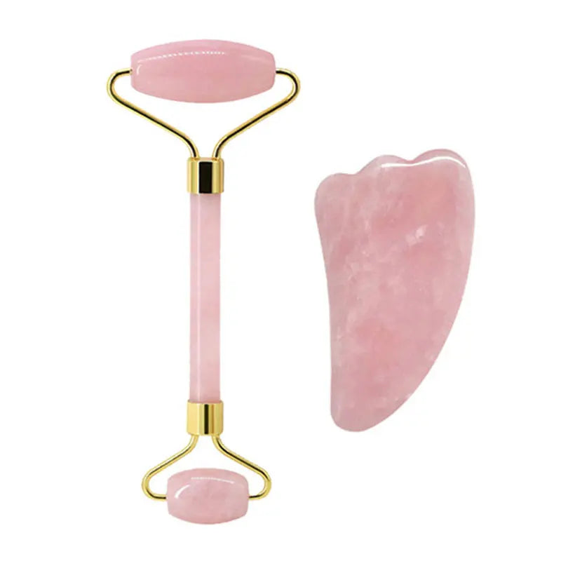 Kit Rituel en quartz rose — le rouleau et le gua sha du duo Rose Mésange